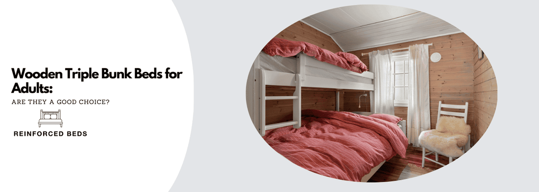 Wooden Triple Bunk Bed for Adults