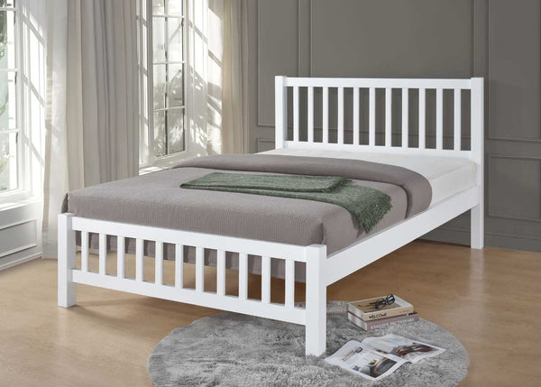 Banham Wooden Bed Frame with Mattress in White, Small Double Size