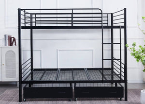 Anmer Metal Bunk Bed with Metal Underbed Storage Drawers, in Black