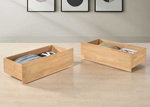 Strong Wooden Underbed Storage Drawers, in Oak Finish