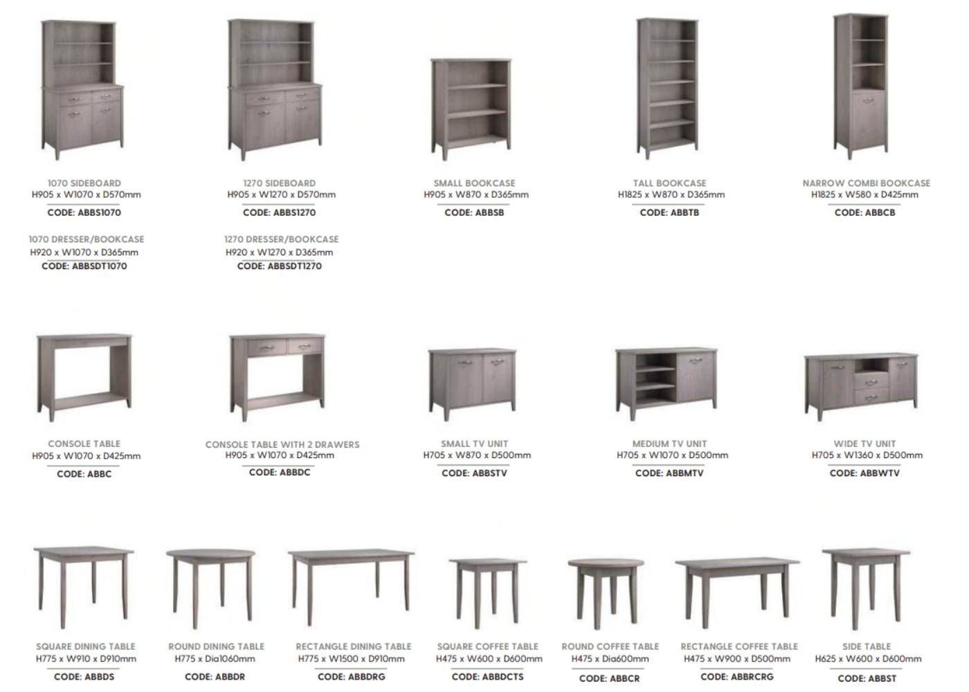 Alby Furniture Dimensions