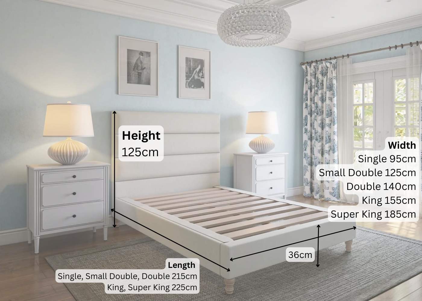 Altea Fabric Bed Dimensions