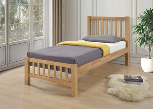 Banham Wooden Bed Frame with Mattress in Oak Finish, Single Size