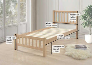 Banham Wooden Bed Dimensions, Single