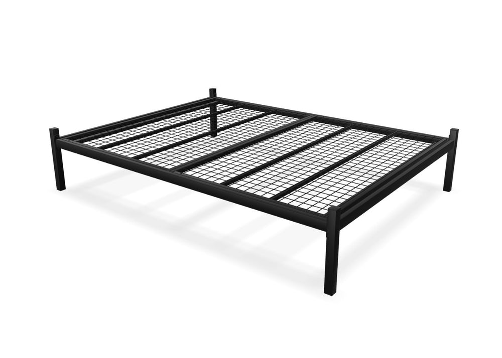 Metal Platform Bed Frame in Black With A Reinforced Mesh Base