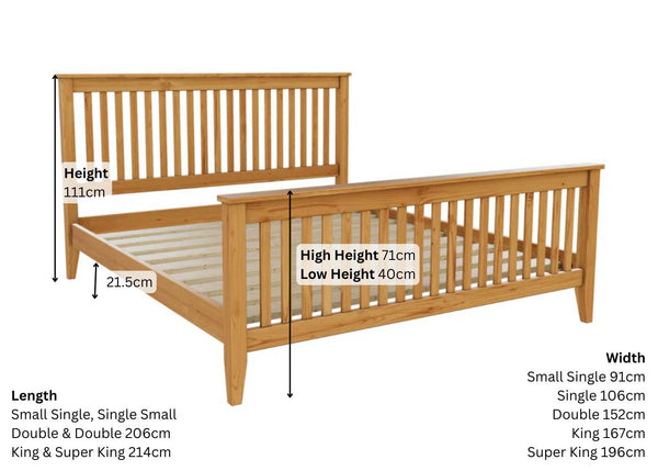 Copenhagen Pine Bed Dimensions
