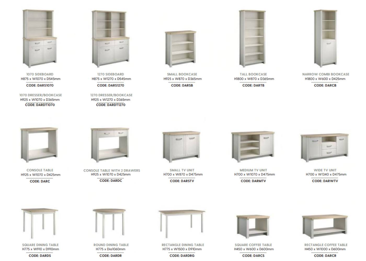 Docking Furniture Dimensions