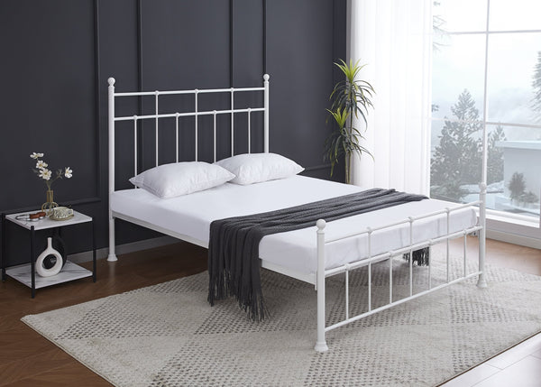 Letton Metal Bed Frame with Mattress in White, Small Double Size