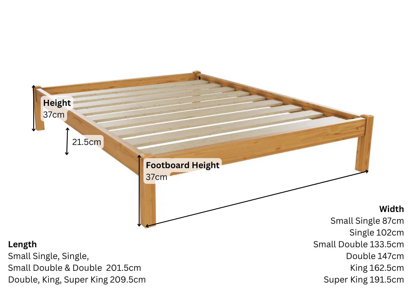 Lille Pine Bed Dimensions