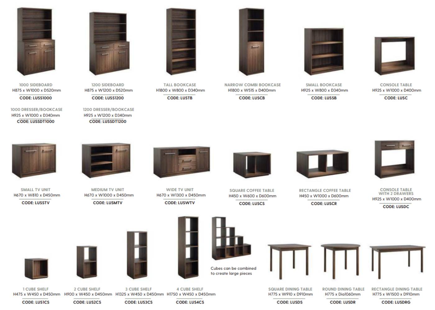 Ludham Furniture Dimensions