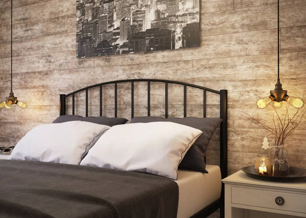 Metal Curved Headboard in Black