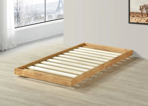Wooden Trundle Bed with Extra Thick 22mm Slats in Oak Finish, Single Size