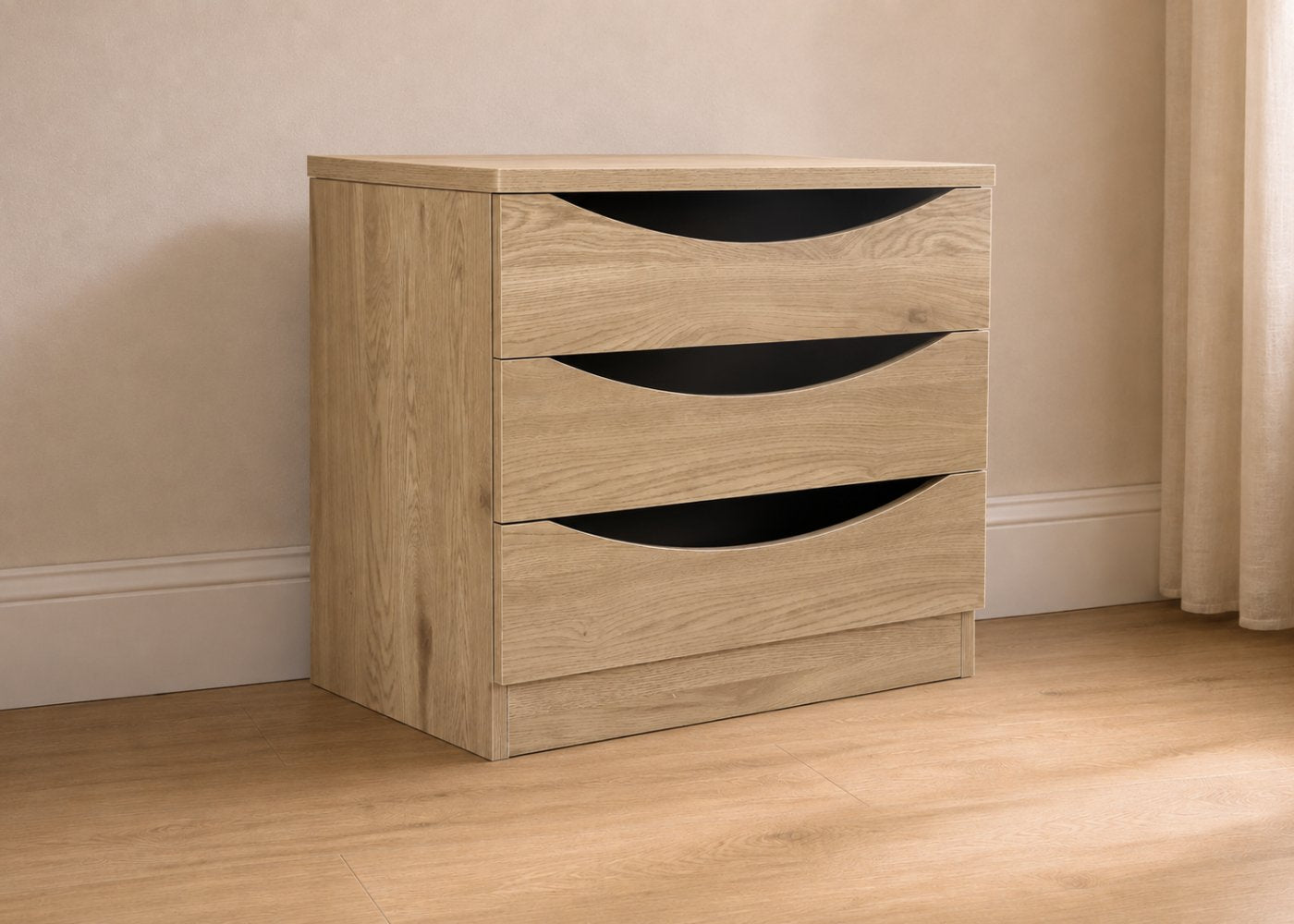 Robust 3 Drawer Chest Front in Oak