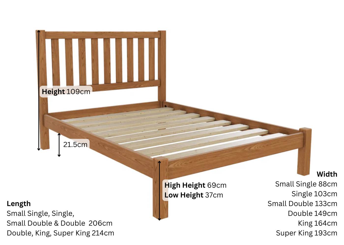 Sandringham Shaker Oak Dimensions
