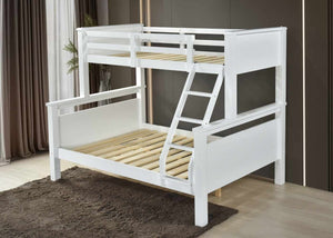 Strong Wooden Triple Bunk Bed with Solid Panel Headboards and Extra Thick 22mm Slats, in White