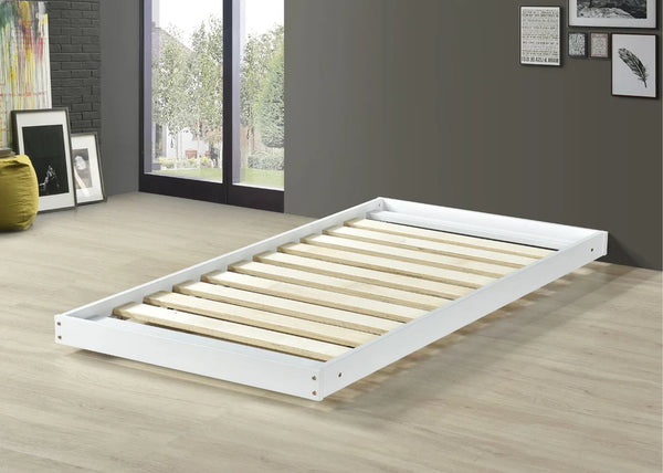 Wooden Trundle Bed with Extra Thick 22mm Slats in White, Single Size