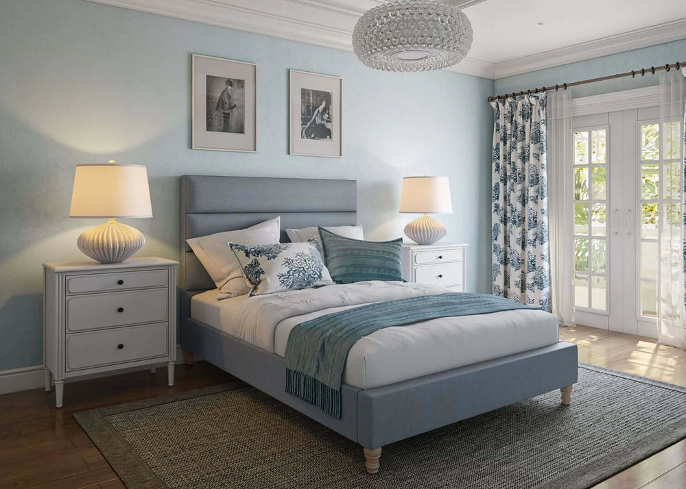 Altea Fabric Bed Finished in Flat Weave Blue
