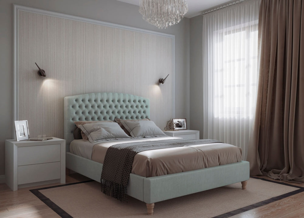 Seville Fabric Bed Finished in Flat Weave Pink