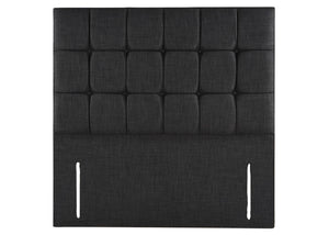 Cube Headboard, Floor Standing in Sultan Faux Linen Charcoal