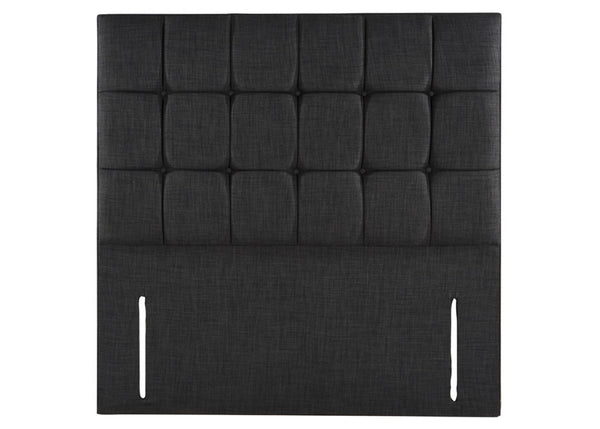 Cube Headboard, Floor Standing in Sultan Faux Linen Charcoal