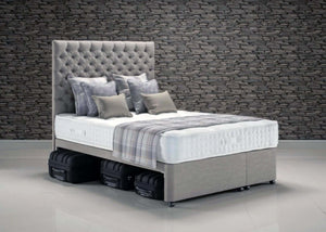 Suitcase Storage Divan in Faux Linen Light Grey