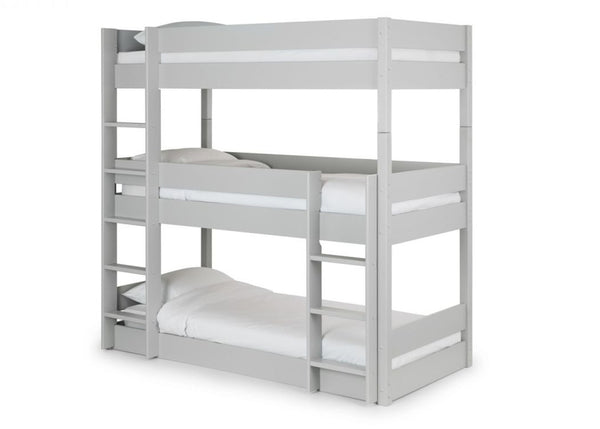 Solid Triple Wooden Bunk Bed in Grey