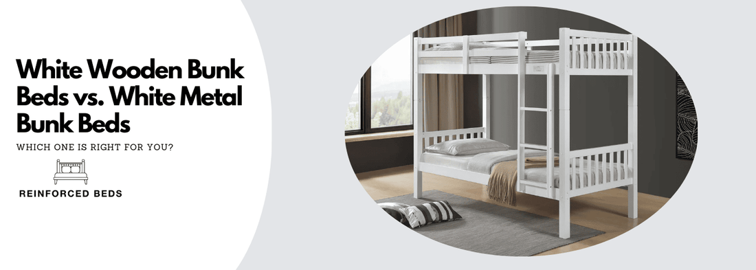White wooden bunk bed vs white metal bunk bed