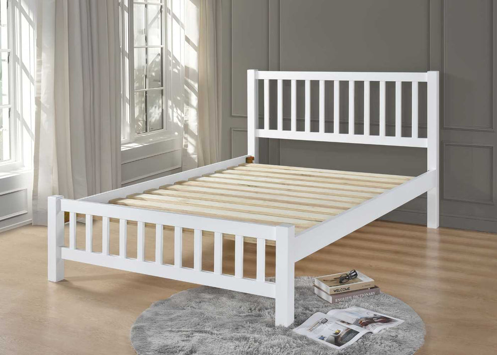 White shaker style bed