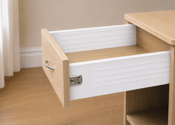 One Drawer Bedside in Oak, with Drawer Open