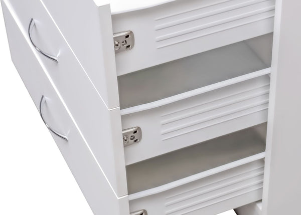 3 Drawer Chest in White, with Drawers Open