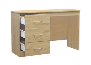 3 Drawer Desk in Oak, with Drawers Open