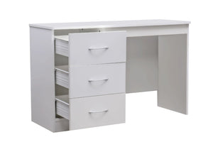 3 Drawer Desk in White, with Drawers Open