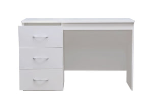 3 Drawer Desk in White, with Drawers Open (Front View)