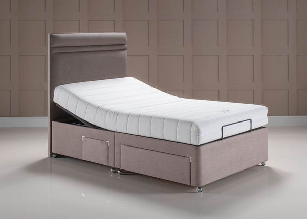 Lifted Heavy Duty Adjustable Bed | Ritz Mattress | Lavender Headboard