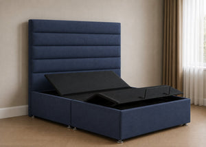 Heavy Duty Adjustable Bed with Camelia Floor-Standing Headboard in Navy Finish