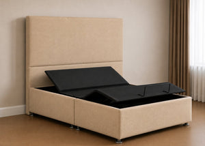 Heavy Duty Adjustable Bed with Hermia Floor-Standing Headboard in Sand Finish