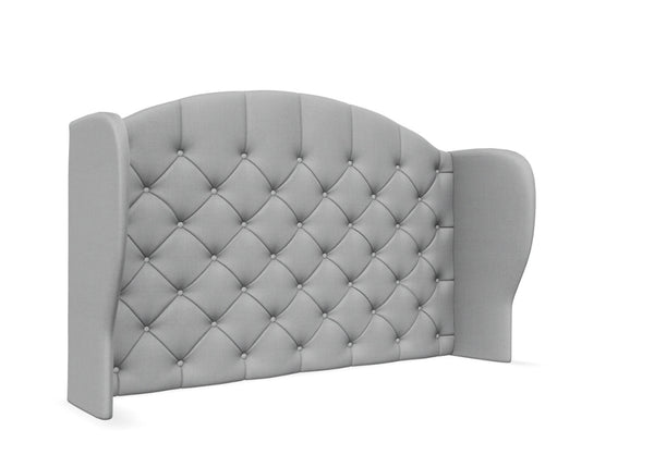 Alladale Winged Headboard Strutted Finished in Faux Linen Light Grey