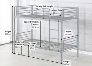Anmer HD Metal Bunk Bed Dimensions