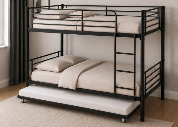 Anmer Quad Bunk with Trundle and Mattress