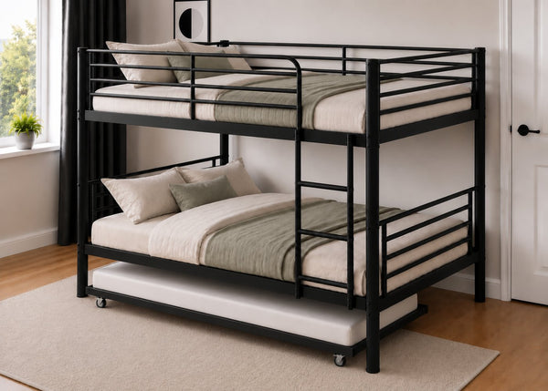 Anmer Quad Bunk with Trundle and Mattress