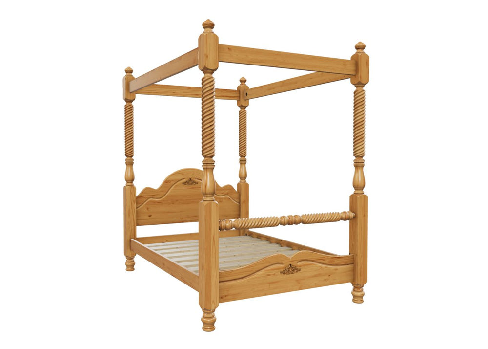 4 Poster Bed Finished in Oak Stain