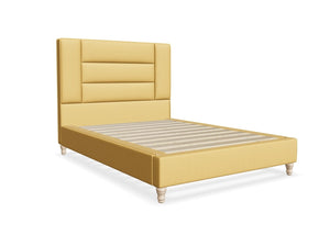 Aphrodite Fabric Bed Frame, Finished in Flat Weave Ochre Yellow