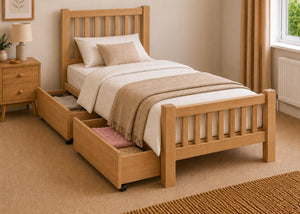 Banham Shaker Style Wooden Bed in Single Size with Underbed Drawers