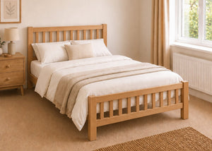 Banham Double Wooden Bed Finished in Oak | Shaker Style Wooden Bed