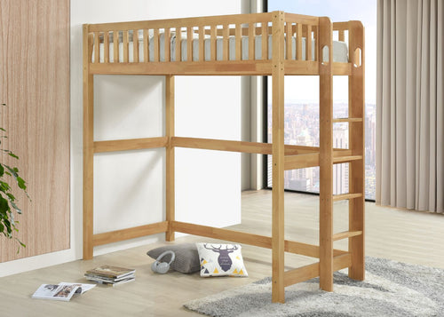 Beccles Wooden High Sleeper in Oak Finish, with Mattress
