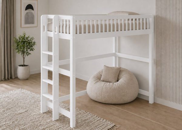 Beccles High Sleeper in White Finish, with Universal Ladder