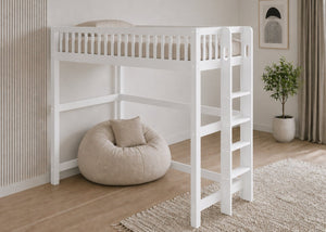 Beccles High Sleeper in White Finish, with Extra Thick Slats