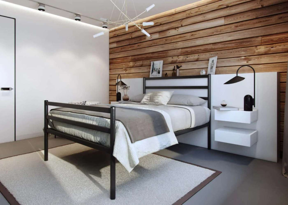 Becky High End Bed in Black, with Reinforced Mesh Base