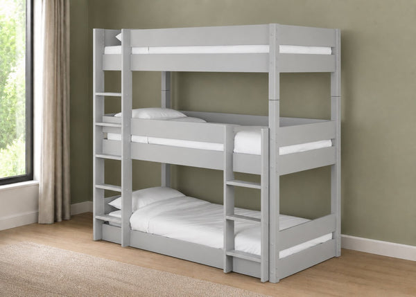 Burnham Triple Bunk Bed in Grey Finish