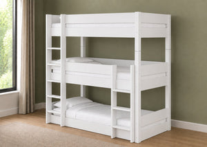 Burnham Triple Bunk Bed in White Finish